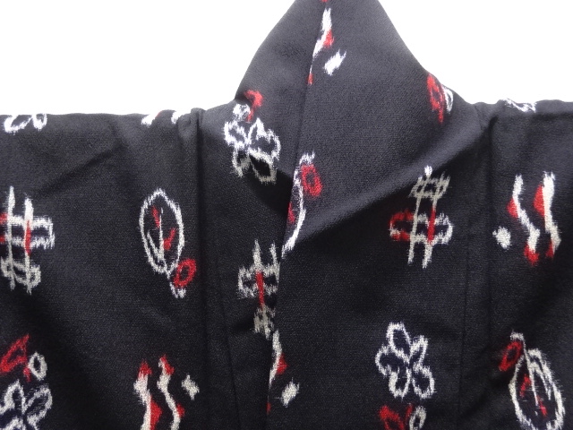  大正ロマン　抽象花模様織り出しお召着物